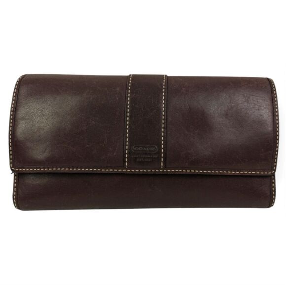VTG COACH BROWN GENUINE LEATHER WALLET PURSE - Picture 1 of 7